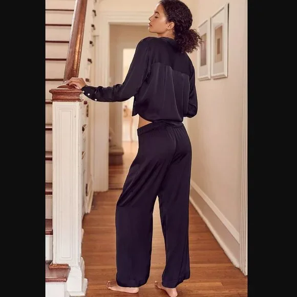New XL By Anthropologie black silky pajama pants